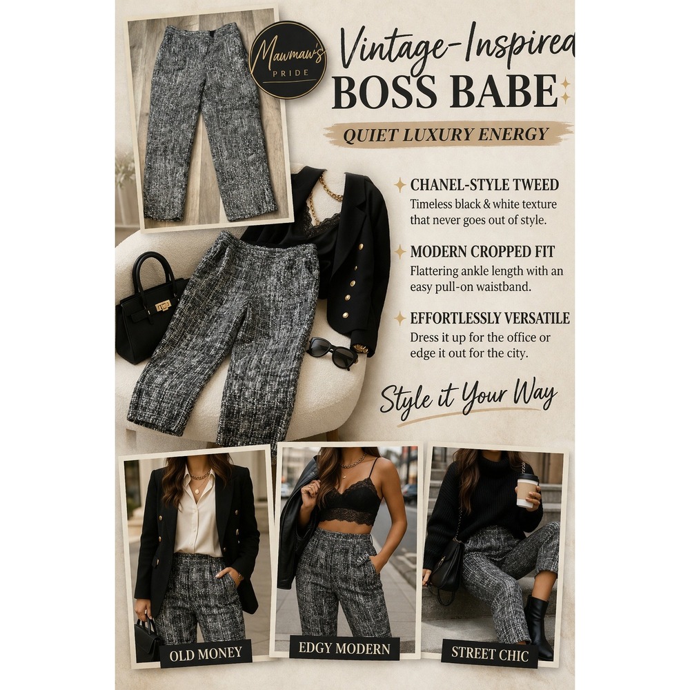Talbots Tweed Ankle Pants 4P | Hampshire Petite Cropped Quiet Luxury Chic